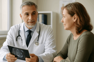 A doctor discusses a medial issue with a patient.